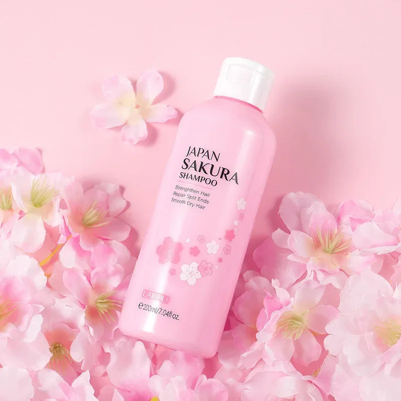 LAIKOU Sakura Shampoo And Hair Conditioner Cherry Blossom Nourishing Repair Dry Hair Smooth Anti Frizz Moisturizing Hair Care Peaceful Pleasures Health and Wellness