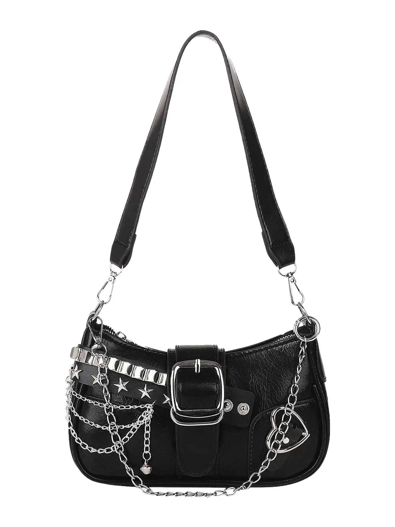 Original Sweet Spicy Bags Chain Sweet Cool Girl Niche Design Millennium Spicy Girl Crescent Underarm Bags Fashionable Versatile Peaceful Pleasures Health and Wellness Black