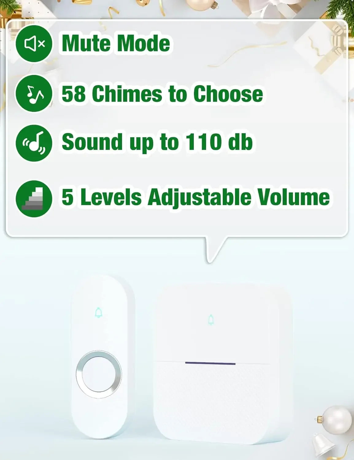Waterproof Wireless Doorbell – 1000ft Range, 58 Chimes & LED Flash Smart Home & Security Peaceful Pleasures Health and Wellness