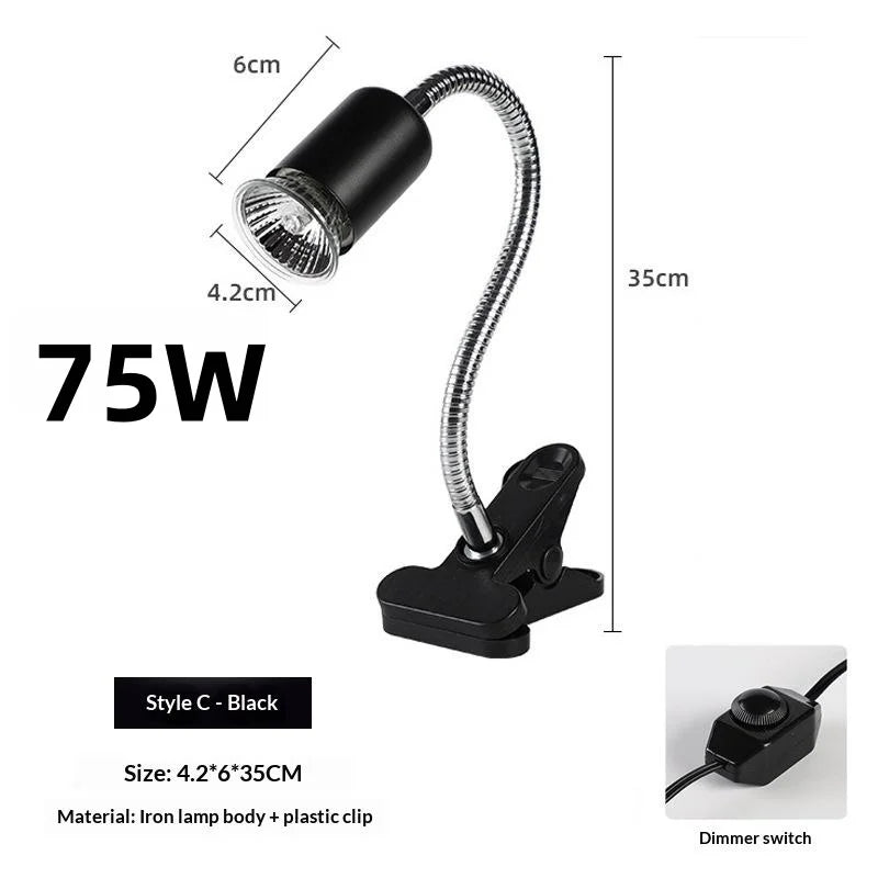 UVA UVB Reptile Basking Lamp 50/75W Dimmable Heat Bulb Set