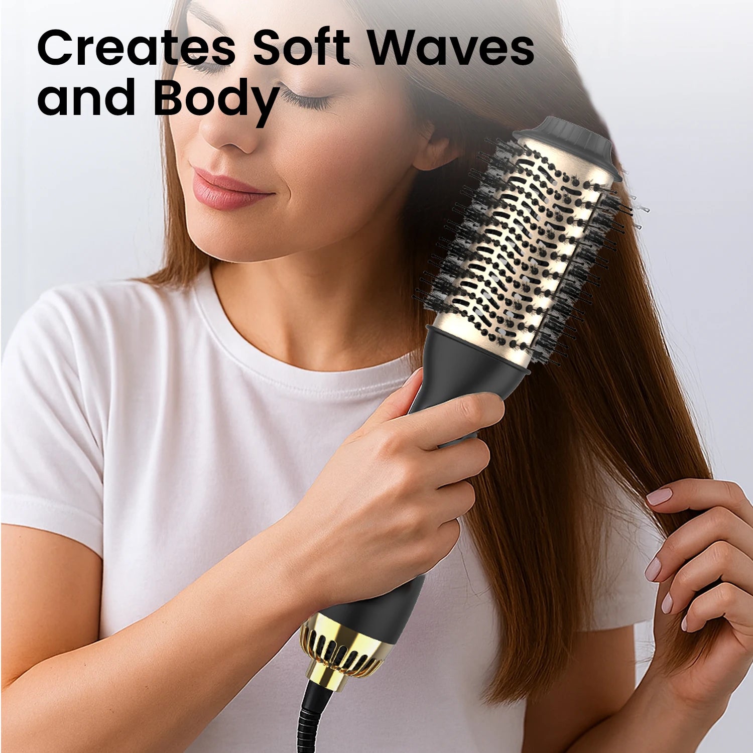 LISAPRO One-Step Hot Air Brush&Volumizer PLUS 2.0 Hair Dryer and Hair Styler New Black Golden Hair Curler Brush Peaceful Pleasures Health and Wellness