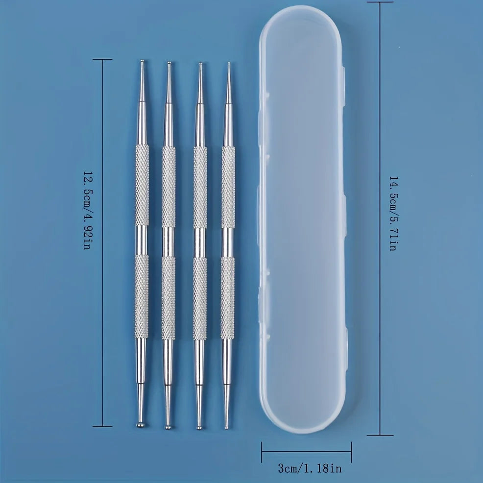 Dual-End Stainless Steel Nail Dotting & Rhinestone Pen Set