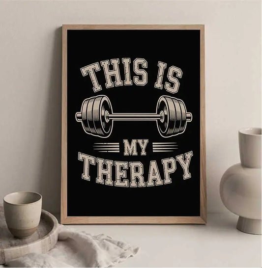 Barbell "This Is My Therapy" Canvas Wall Art | Gym Poster Canvas Wall Art Peaceful Pleasures Health and Wellness