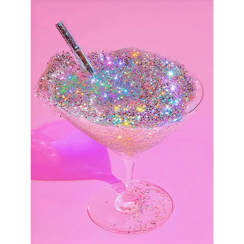 Pink Glittercore Dessert Canvas Wall Art | Unframed Kitchen Decor