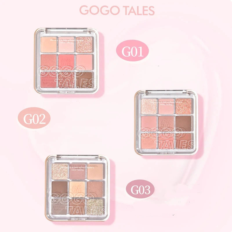 Gogotales 9-Color Glitter Eye Shadow Palette – Matte & Shimmer