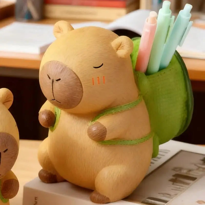 Creative Cute Capybara Pen Holder Large Capacity Portable Makeup Brush Holder Multi Functional Cartoon Stationery Storage Box Peaceful Pleasures Health and Wellness