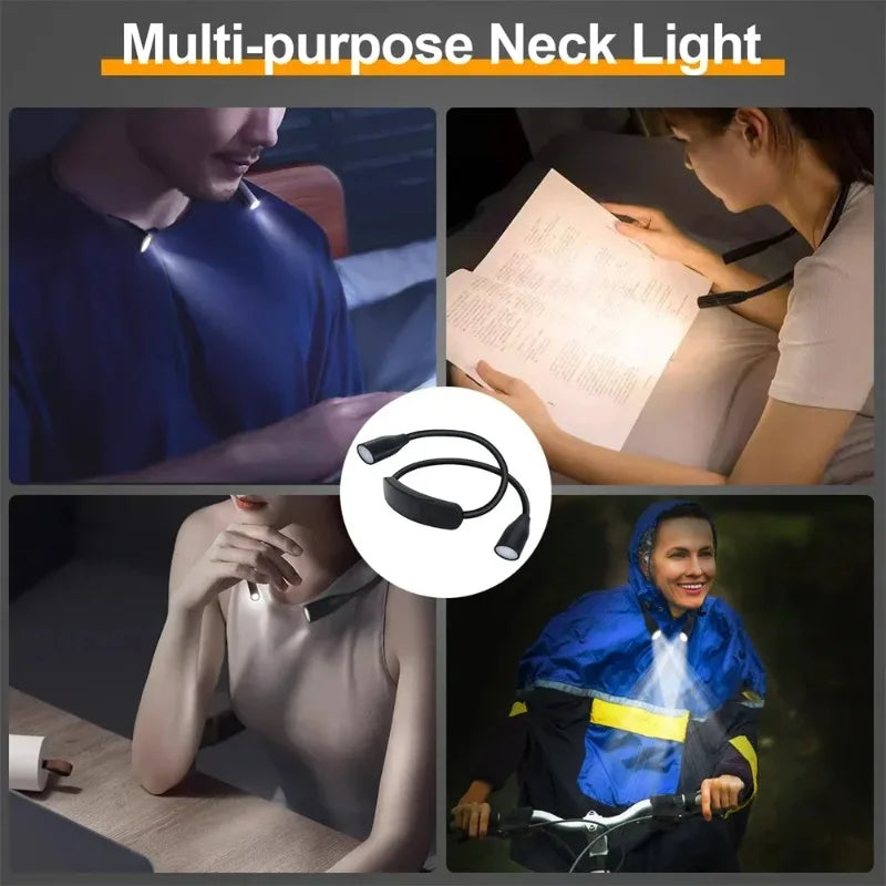 LED Neck Reading Light | 360° Flexible Arms | Battery Powered