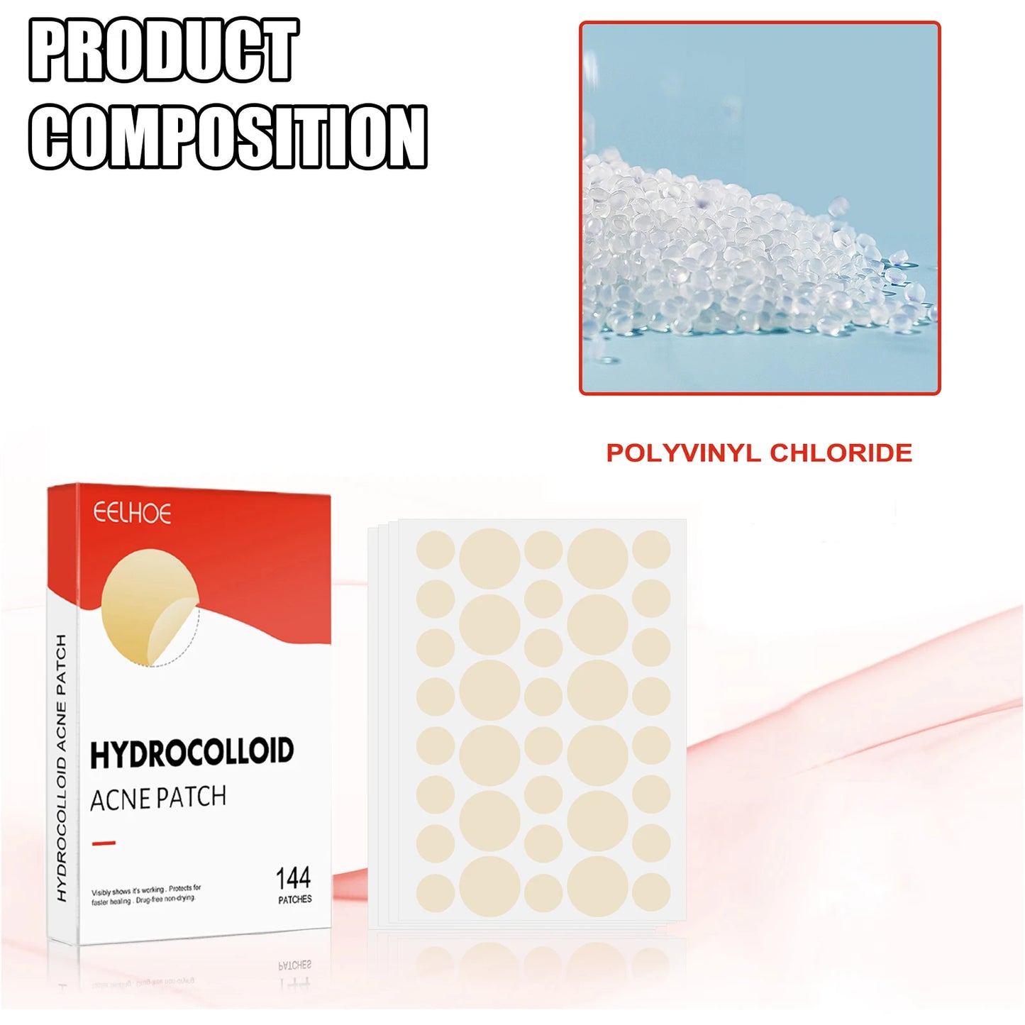 Hydrocolloid Acne Patches 144pc – 2 Sizes, Invisible Spot Treatment