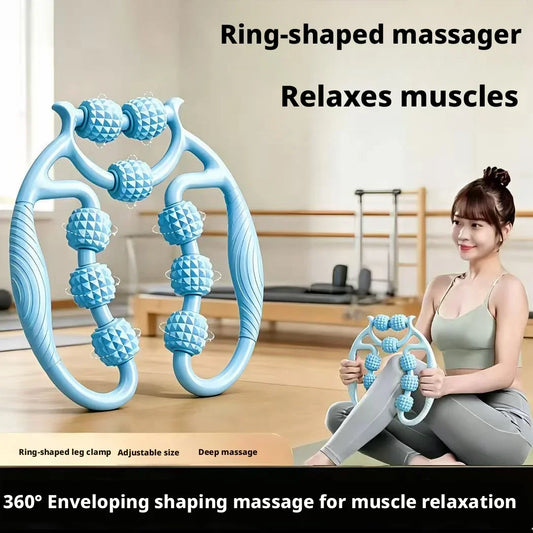 9-Roller Ring Leg Massager Deep Muscle Relaxation Tool Portable 360° Massage for Calves Arms Neck Home Fitness Shaping Tool Peaceful Pleasures Health and Wellness