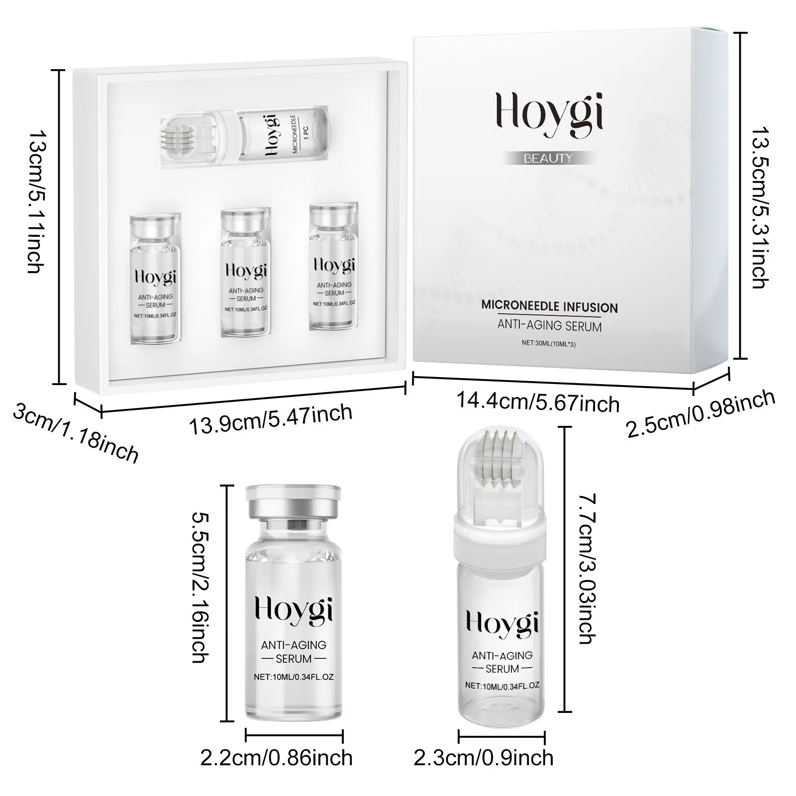 Hyaluronic acid essence skin care roller set, massage facial skin, nourish skin, effectively improve rough and matte skin Peaceful Pleasures Health and Wellness