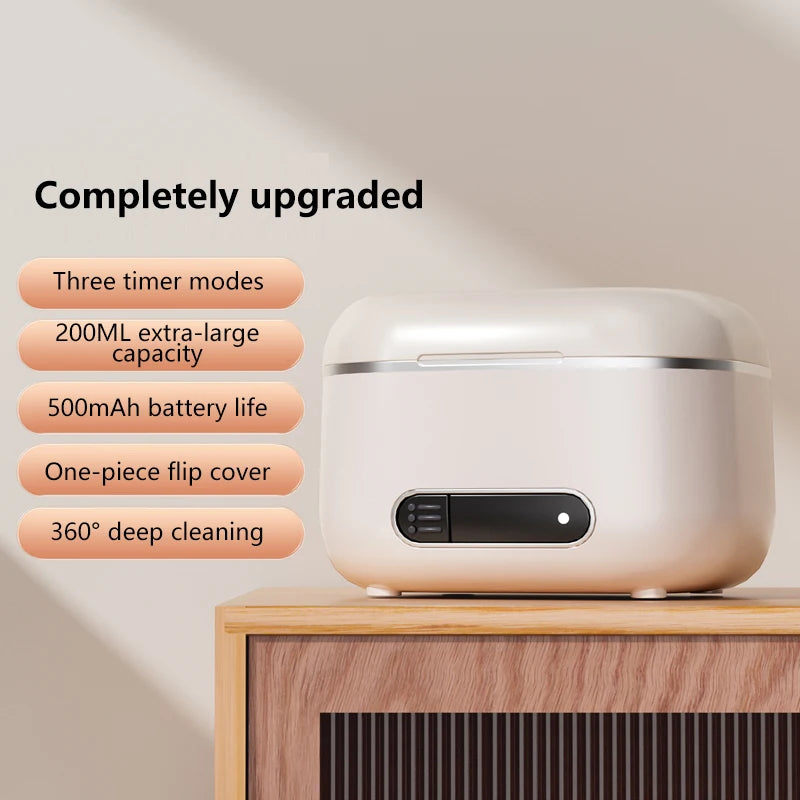 Ultrasonic Cleaning Machine 3Speed Timed Household USB Charging Jewelry Cleaner For Dentures Retainer Mouth Guard Aligner Peaceful Pleasures Health and Wellness Pink