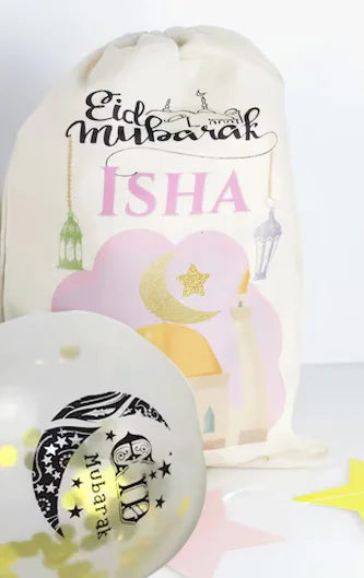 Personalised Eid Mubarak Gift Sack | Kids Islamic Ramadan Bag Personalised Gift Sack Peaceful Pleasures Health and Wellness