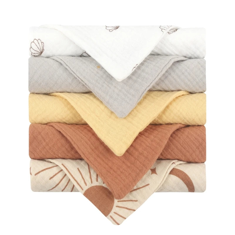 5-Pack Baby Cotton Gauze Washcloths – Soft Burp & Bath Towel