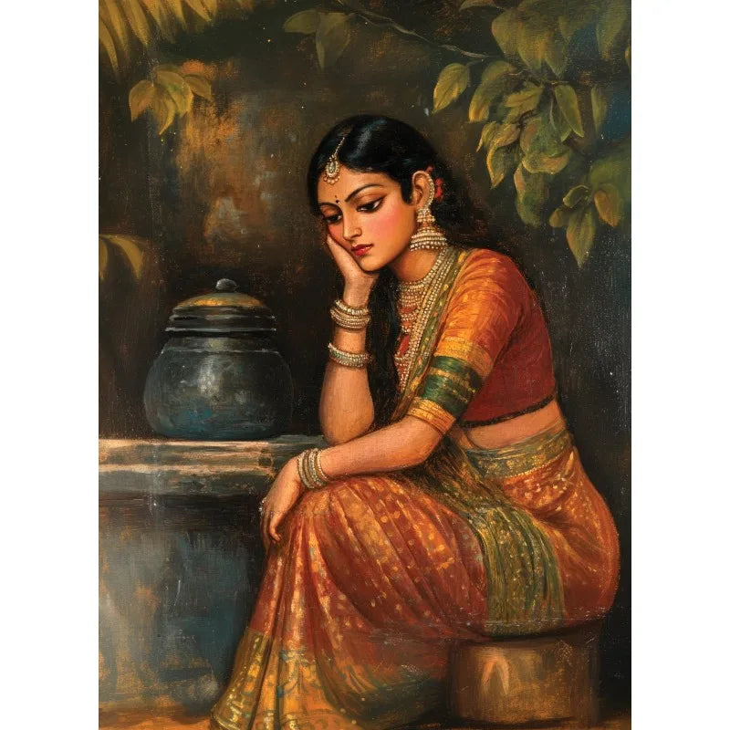 Hindu God Forest Temple Canvas Wall Art | Spiritual Indian Decor