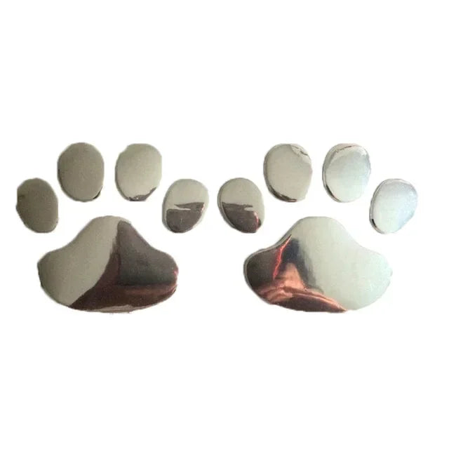2PCS Car Sticker Cool Design Paw 3D Animal Dog Cat Bear Foot Prints Footprint Decal Car Stickers Silver Gold Auto Accessories Peaceful Pleasures Health and Wellness Silver