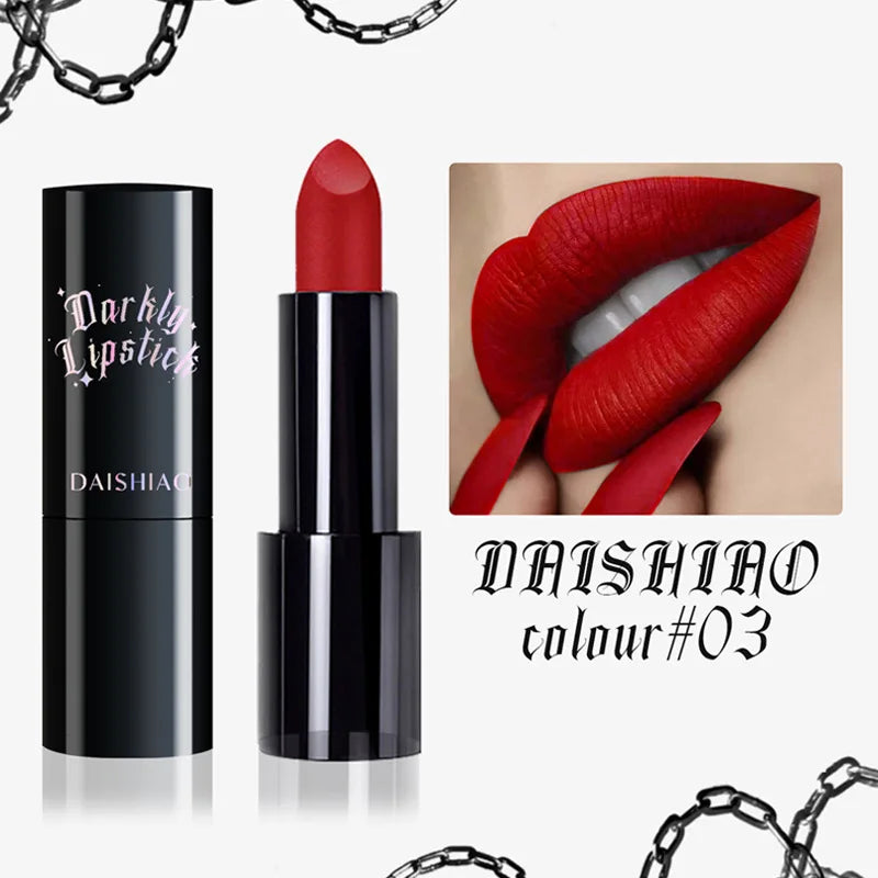 Halloween Matte Lipstick – Waterproof Black & Dark Purple