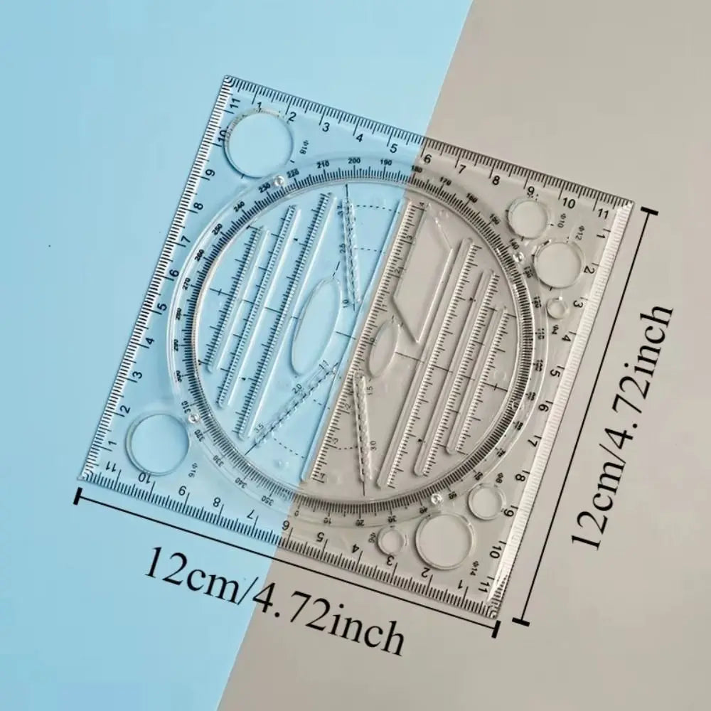 Protractor Geometry Drawing Ruler Transparent Multi-Functional Rotatable Ruler 3D Scale Educational Circle Drafting Ruler Peaceful Pleasures Health and Wellness
