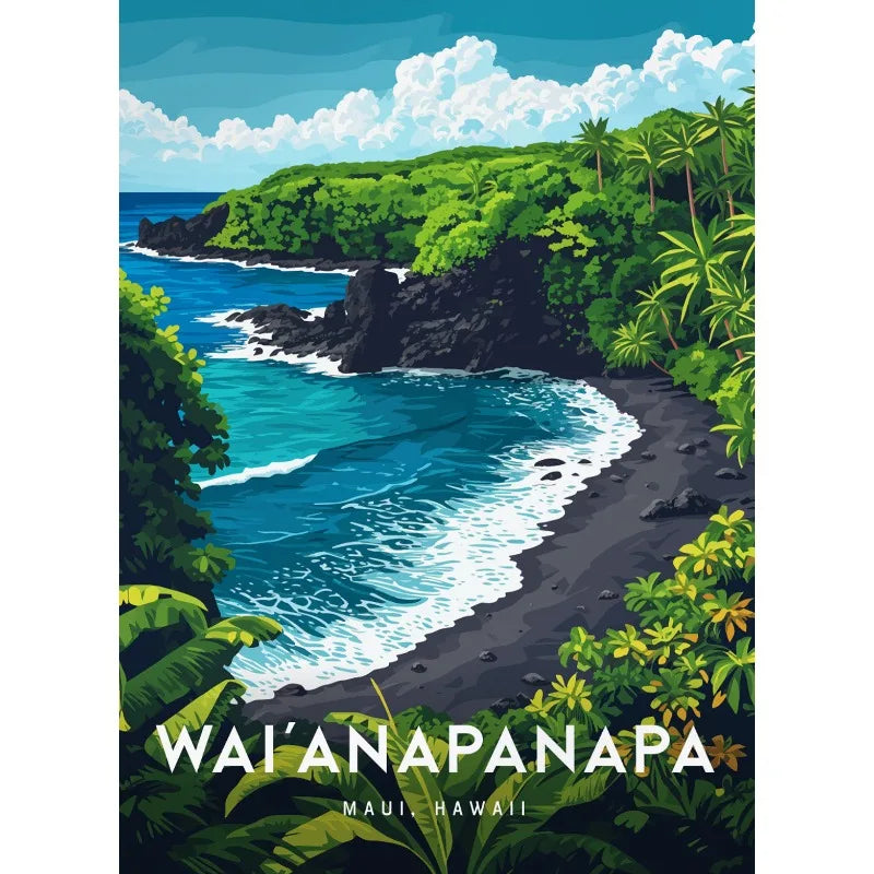 Vintage Hawaii Lahaina Beach Landscape Canvas Wall Art Poster Canvas Wall Art Peaceful Pleasures Health and Wellness 15 40x60cm Unframed
