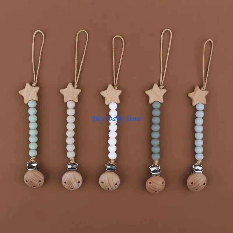 Silicone Bead Baby Pacifier Clip | Teething & Soother Holder