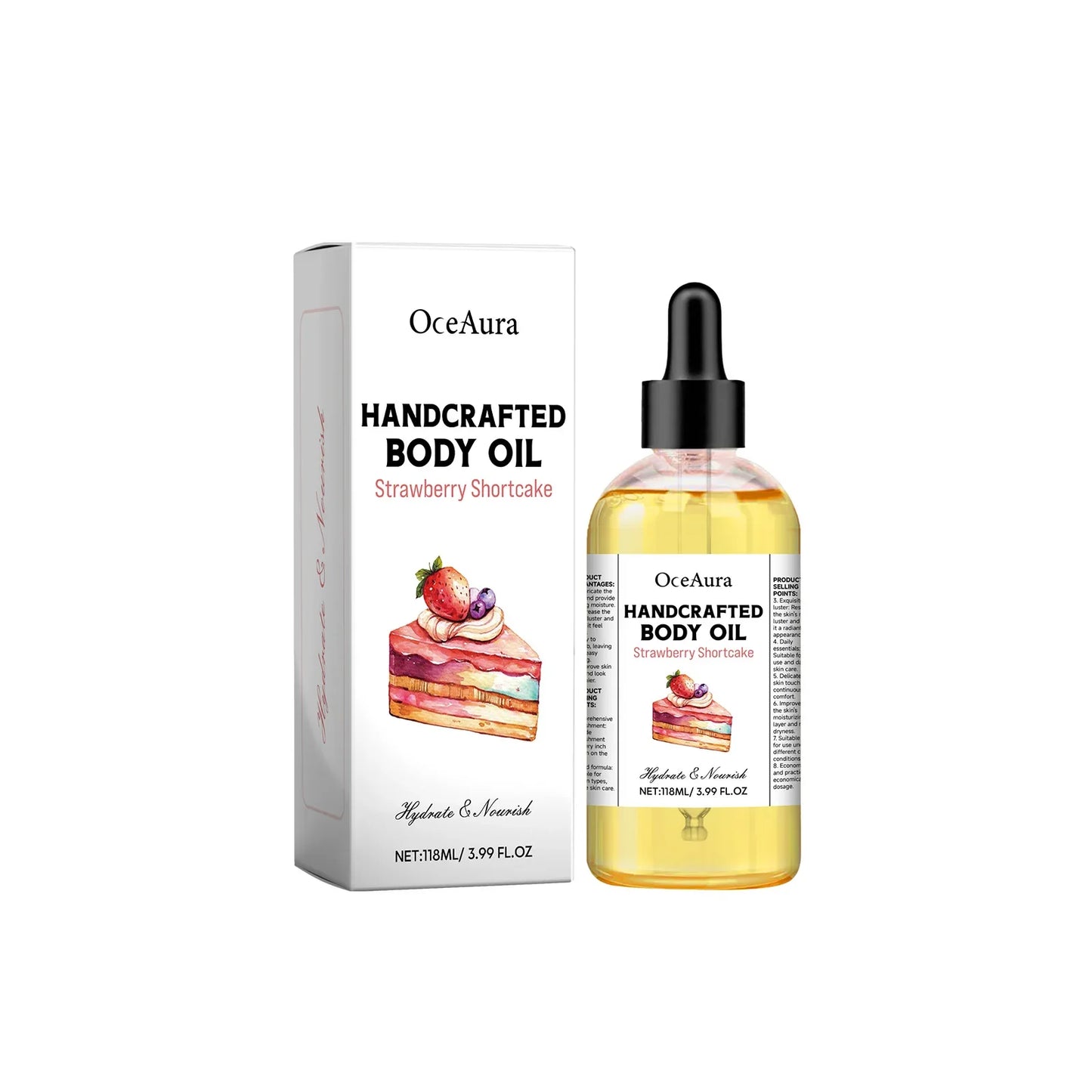 OceAura Strawberry Shortcake Body Oil | Nourishing 118ml