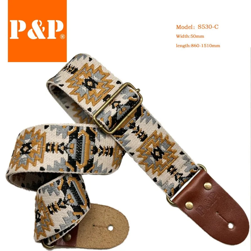 Leather Acoustic Guitar Strap Thickened Cowhide Woven Folk Electric