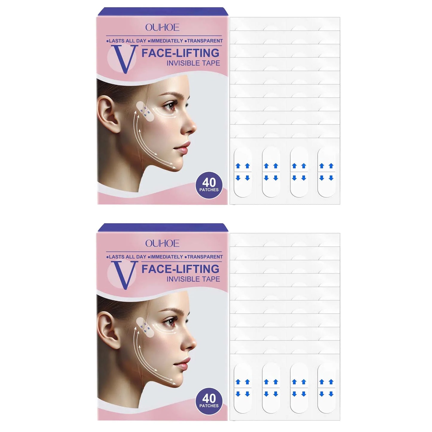 Invisible Face Lift Tape – V-Shape Chin & Neck Patches 40pc Peaceful Pleasures Health and Wellness 80Pcs