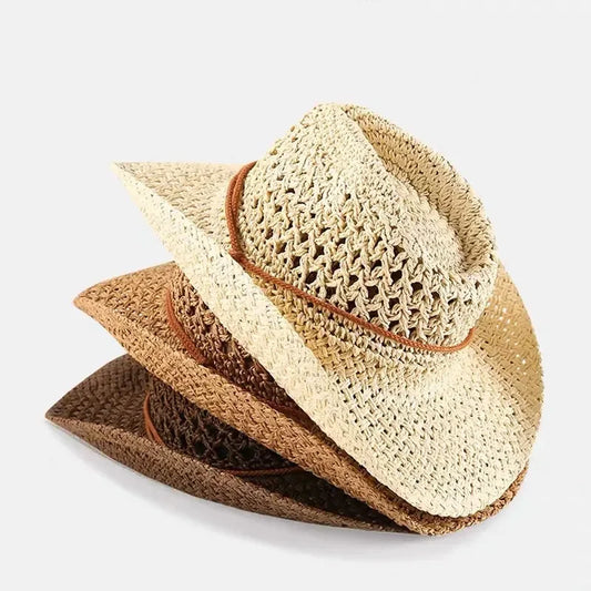 Women's Foldable Straw Cowboy Hat | Wide Brim Beach Sun Hat Straw Sun Hat Peaceful Pleasures Health and Wellness