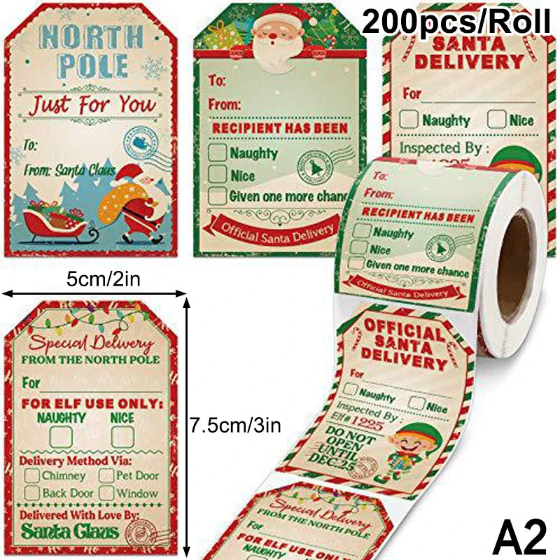 200–500pcs Christmas Stickers PVC Gift Tags & Holiday Seals