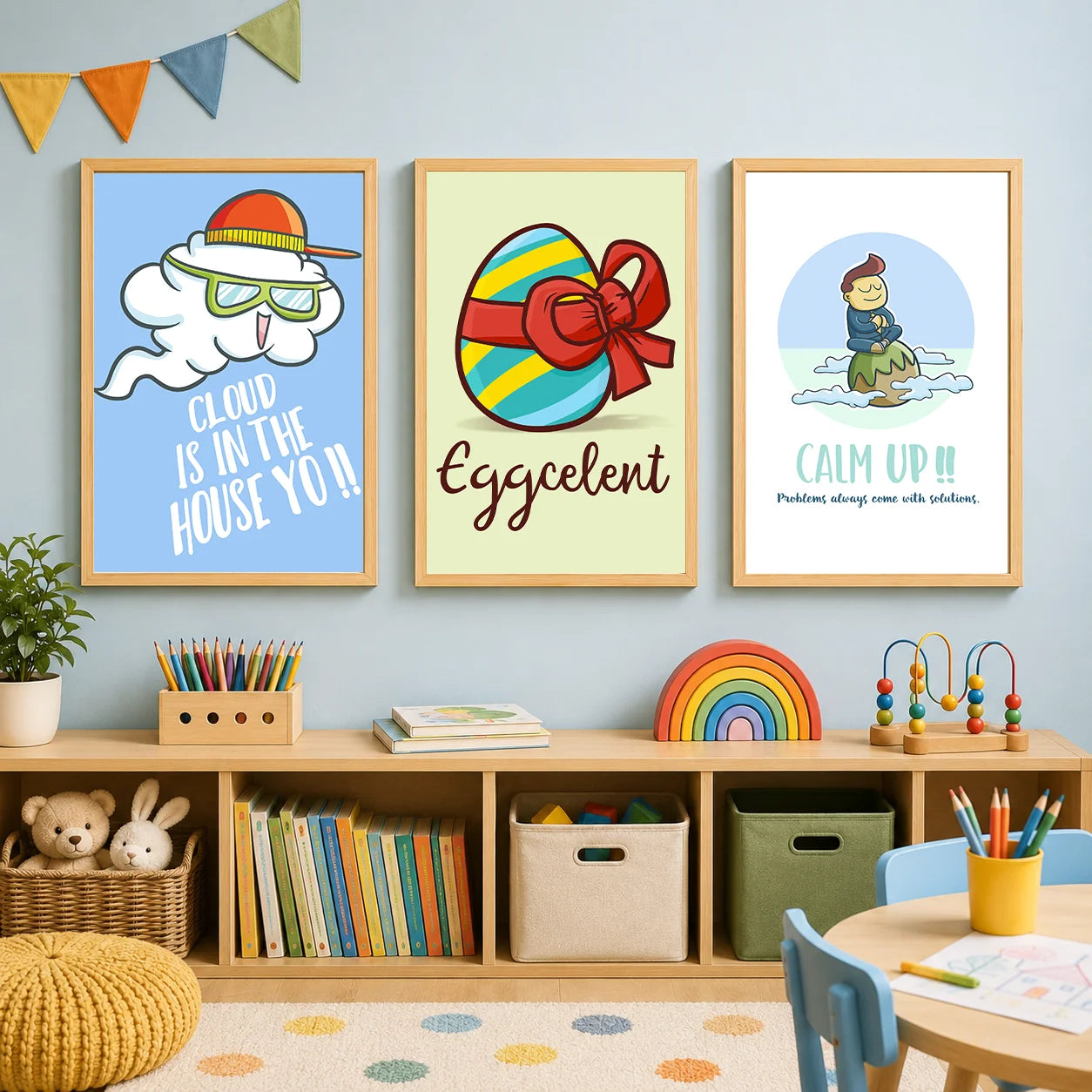 Cartoon Animal Canvas Wall Art for Kids Nursery Room Decor Kids Canvas Wall Art Peaceful Pleasures Health and Wellness