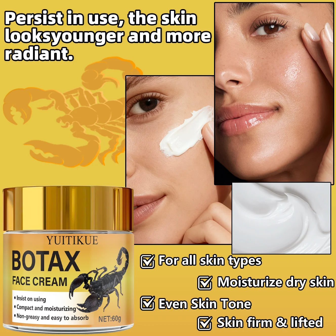 BOTAX Anti-Wrinkle Cream 60g | Bee Venom, Collagen & Hyaluronic Acid Anti-Wrinkle Face Cream Peaceful Pleasures Health and Wellness
