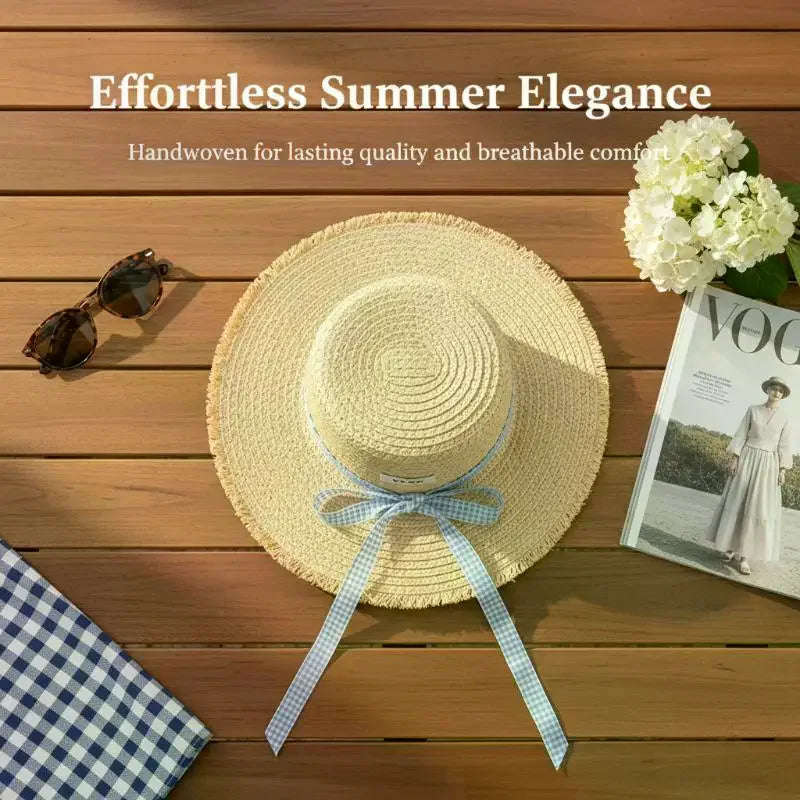 Women's Foldable Straw Sun Hat | Large Brim UV Protection