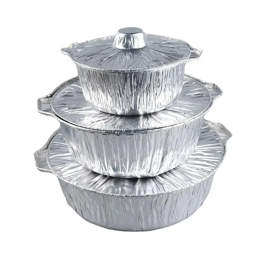 10PCS Disposable Aluminum Foil Pans With Lid Round/Square Food Storage Container BBQ Baking Pans Air Fryer Liners Kitchen Supply Peaceful Pleasures Health and Wellness