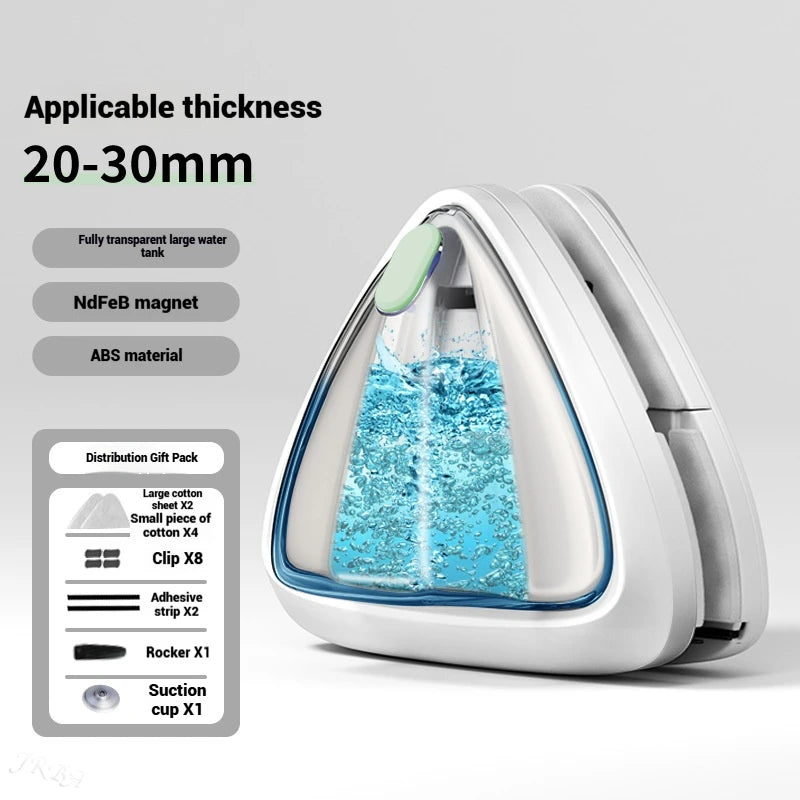 1pc Double-sided Water Storage Glass Wipers Housekeeping Double-layer Glass Wipers Household High-rise Magnetic Glass Wipers Peaceful Pleasures Health and Wellness 20-30mm