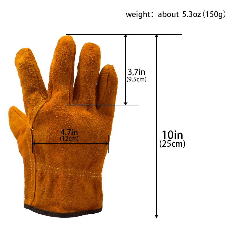 3/5/10 Pairs Labor Protection Work Gloves Soft Cowhide Welding Safety Protection Wear-Resistant Insulated Welding Gloves Peaceful Pleasures Health and Wellness