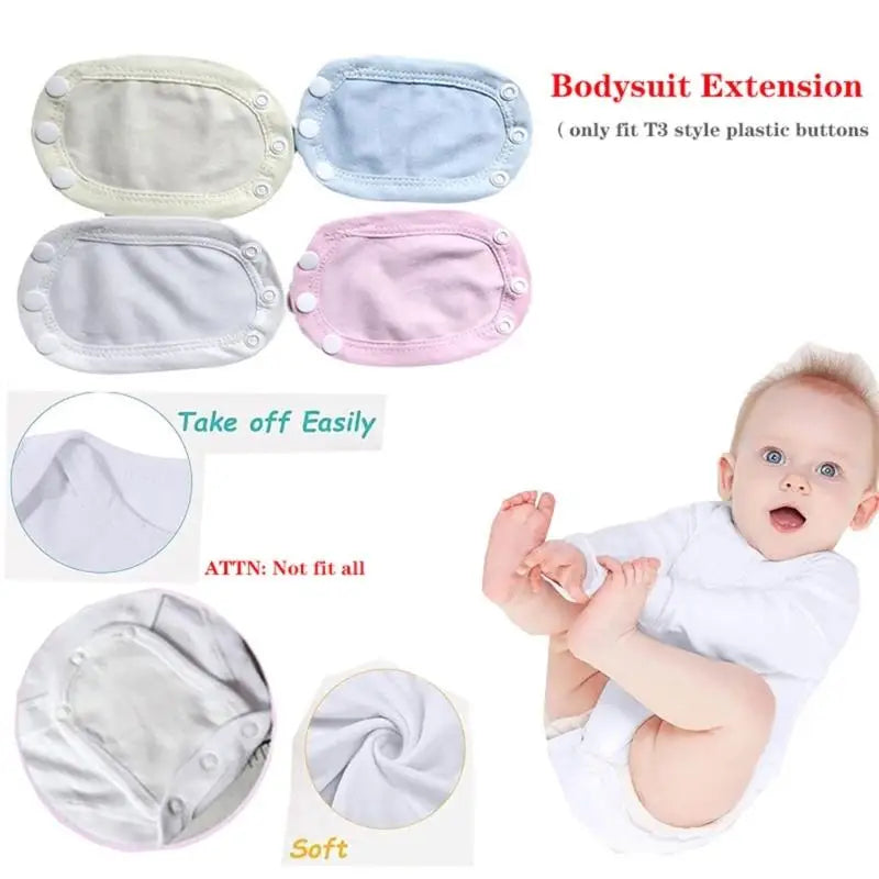 Baby Romper Extender Pads 4pcs | Soft Cotton Snap Extension