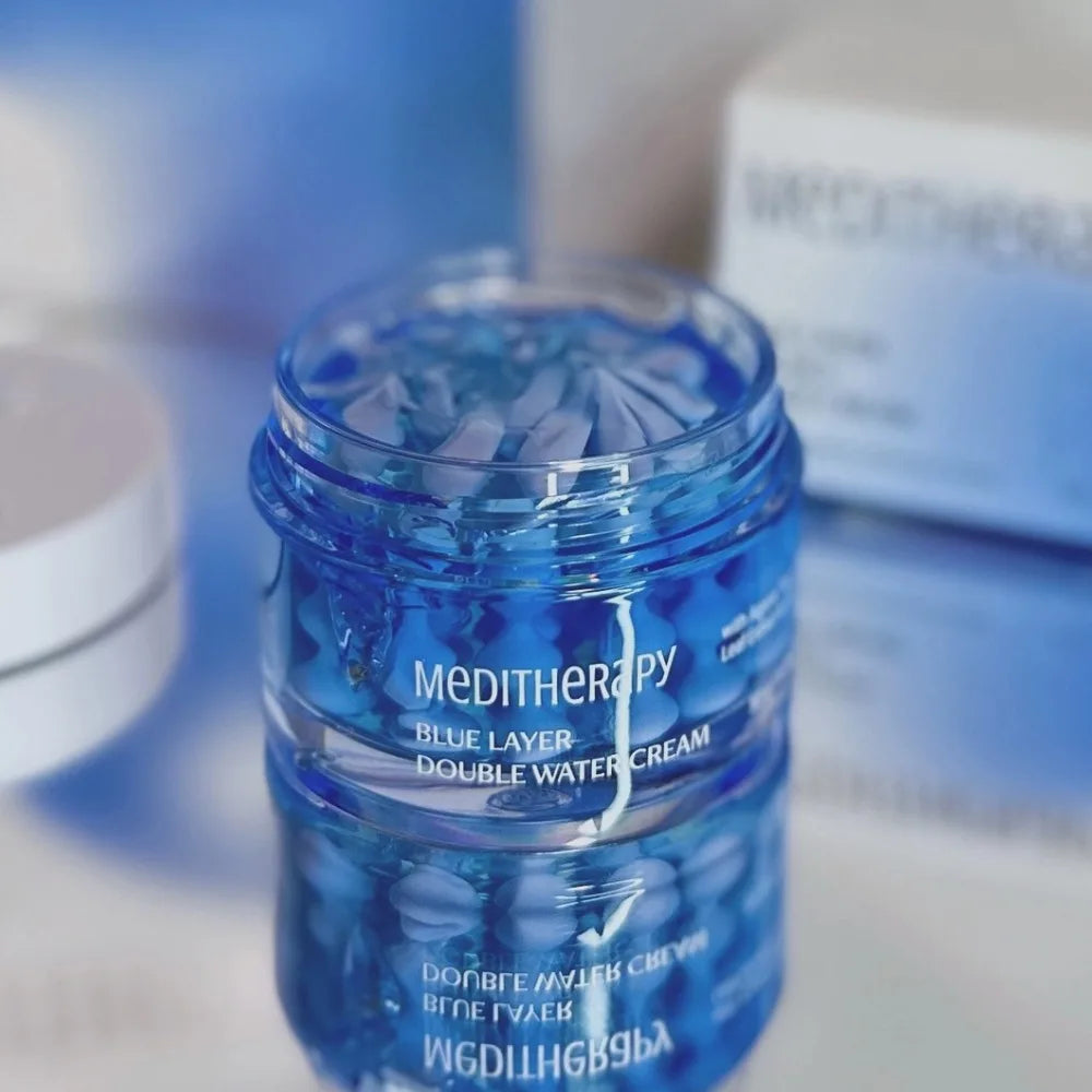 Meditherapy Blue Layer Double Water Cream With Agave Tequilana Leaf Extract Azulene 50g Original Nourish Hydrating Capsule Cream Peaceful Pleasures Health and Wellness