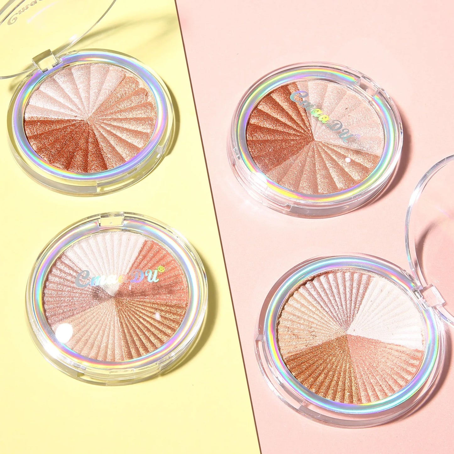 5-in-1 Highlighter Powder Palette - Long-Lasting, Easy-to-Apply, Shimmery Effect for Contouring and Brightening All Skin Tones w Peaceful Pleasures Health and Wellness