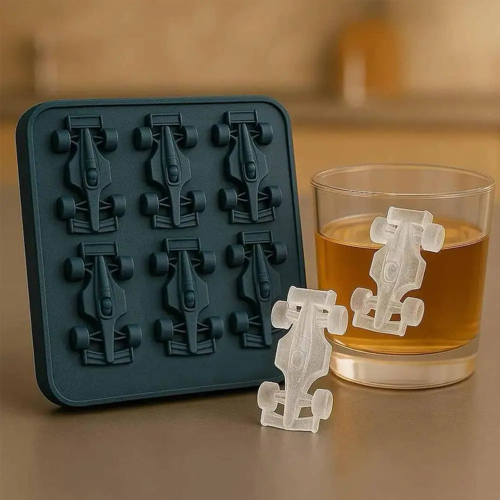 F1 Racing Car Ice Cube Tray | 6-Cavity 3D Silicone Mold