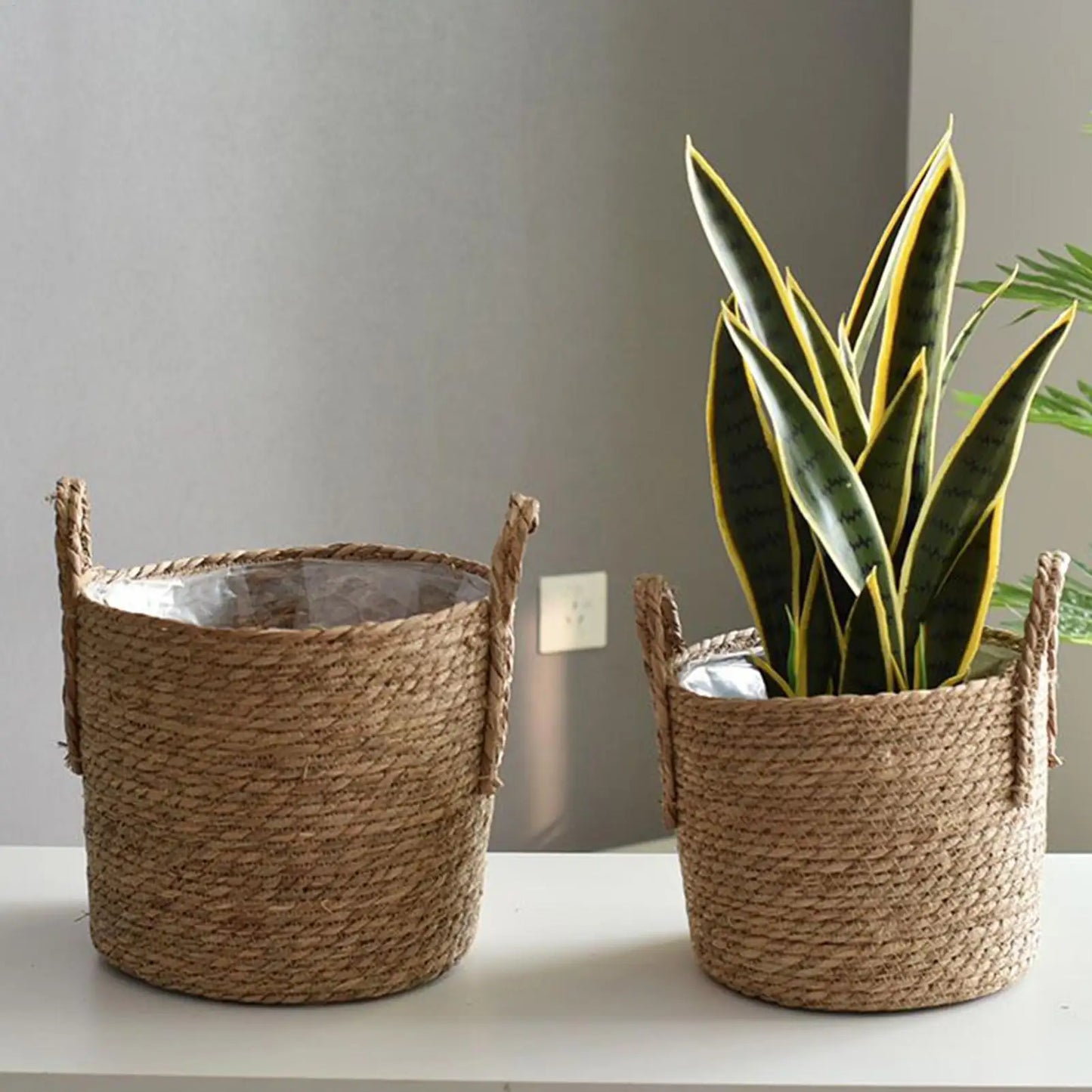 Woven Rattan Planter Basket – Rustic Wicker Flowerpot Holder