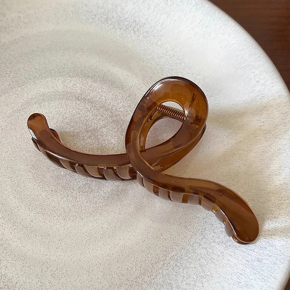 6pcs Women Ladies Apparel Accessories Headwear, 13cm Plastic Transparent Large Size Hair Claw, Ponytail Hairpins Hair Clips Peaceful Pleasures Health and Wellness brown