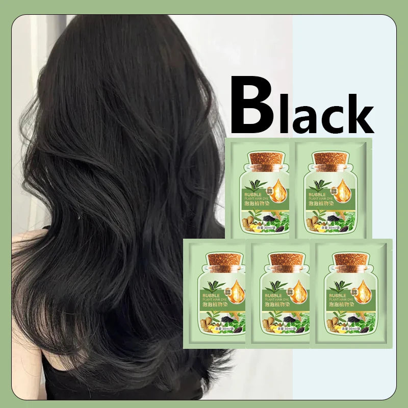Pure Natural Herbal Hair Dye Shampoo 5 Minutes Change Hair Color Non-irritating Repair Gray White Fashion Hair Care Women Men Peaceful Pleasures Health and Wellness Black 5pcs