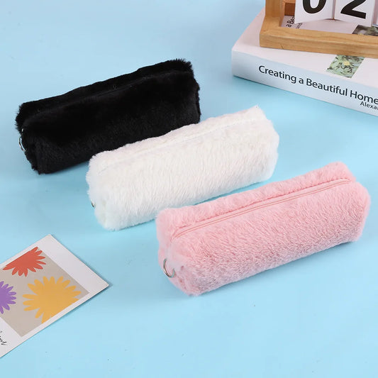 Bview Art Solid Plush Pen Pouch Student Stationery Organizer Peaceful Pleasures Health and Wellness