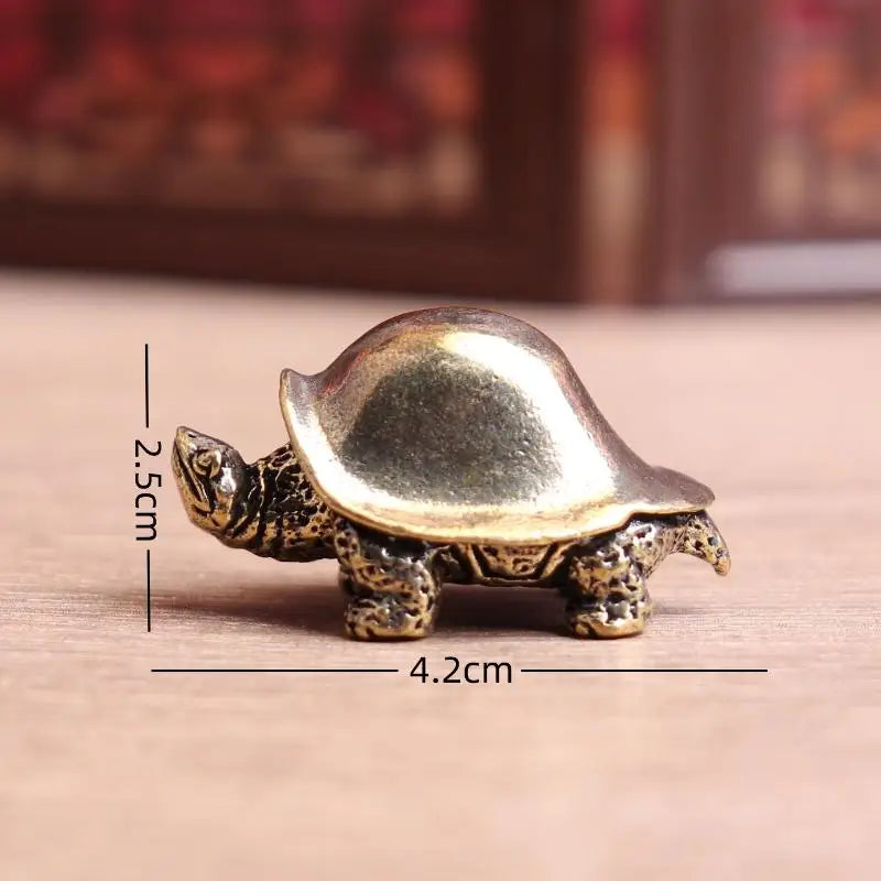 Retro Brass Feng Shui Turtle Figurine | Desktop Décor Gift