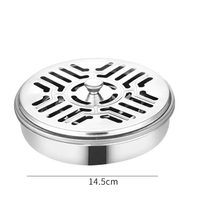Stainless Steel Mosquito Coil Holder with Cover – Incense & Ash Tray