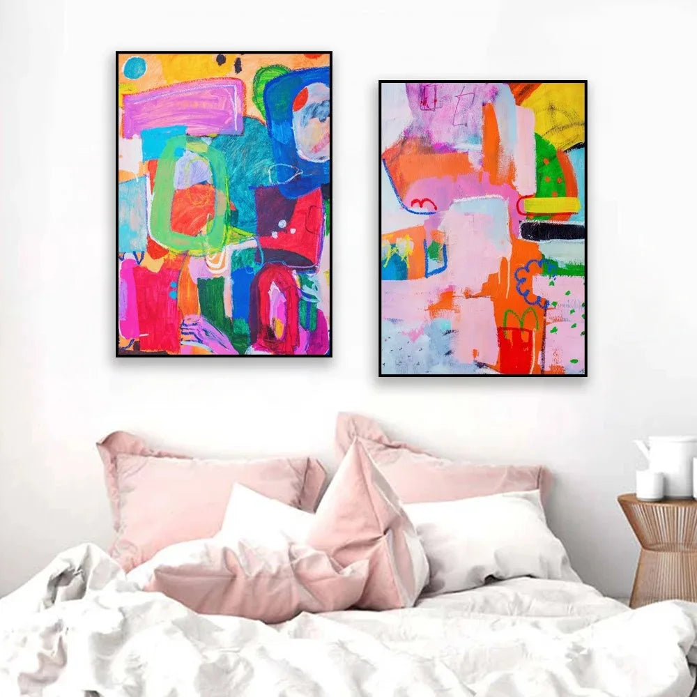 Abstract Mid-Century Modern Canvas Wall Art Print | Nordic Décor Canvas Wall Art Print Peaceful Pleasures Health and Wellness