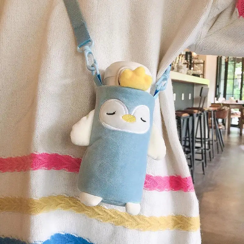Plush Cartoon Water Bottle Cover – Insulated Portable Sleeve
