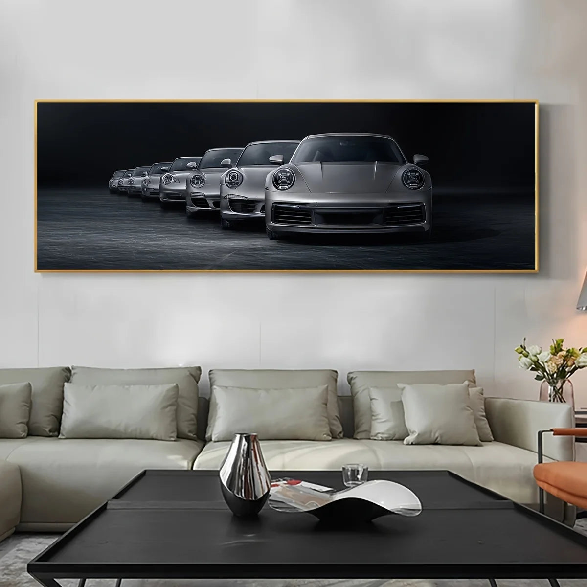 Unframed Canvas Poster, Modern Art, Silver Gray Sports Car Wall Art, for Bedroom Living Room Corridor, Wall Art Room Decoration Peaceful Pleasures Health and Wellness ZLH3432 80x240cm Unframed
