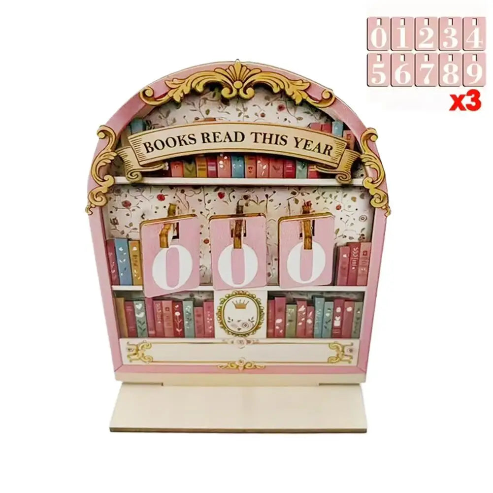 Retro Wooden Reading Tracker Counter – Up to 999 Books