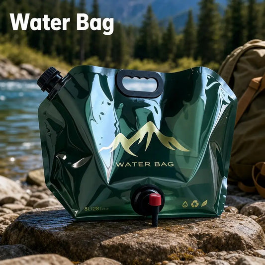 8L Water Bag Outdoor Large Capacity Water Storage BagThickened Foldable Camping Hiking Water Container with Tap Spigot Peaceful Pleasures Health and Wellness