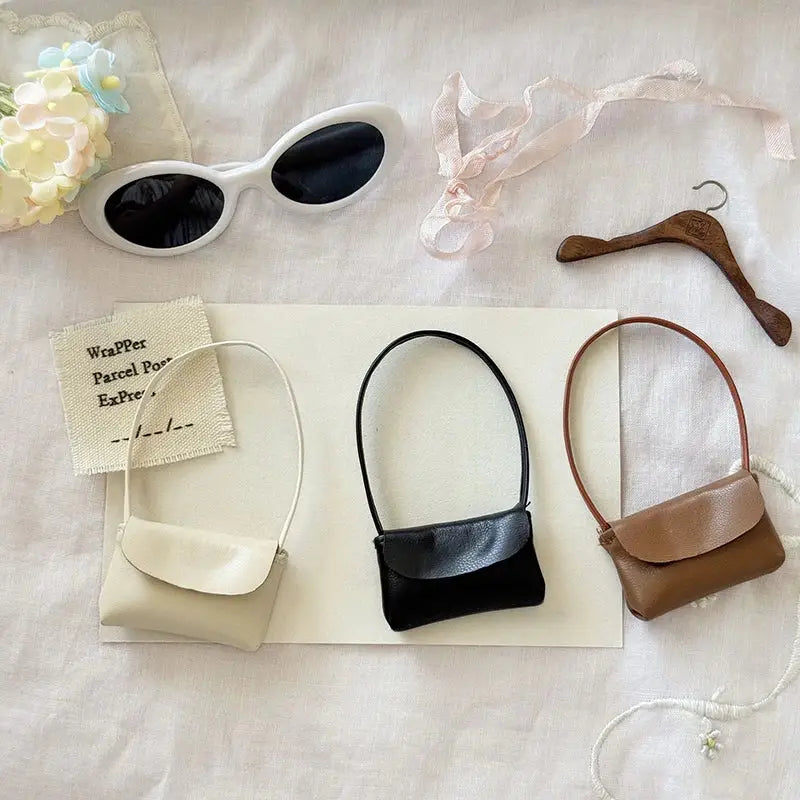 1Pcs Doll Handbag Leather Bag PU Leather Purse Lady Accessories 15-17cm Doll Decoration Pretend Play Toy Peaceful Pleasures Health and Wellness